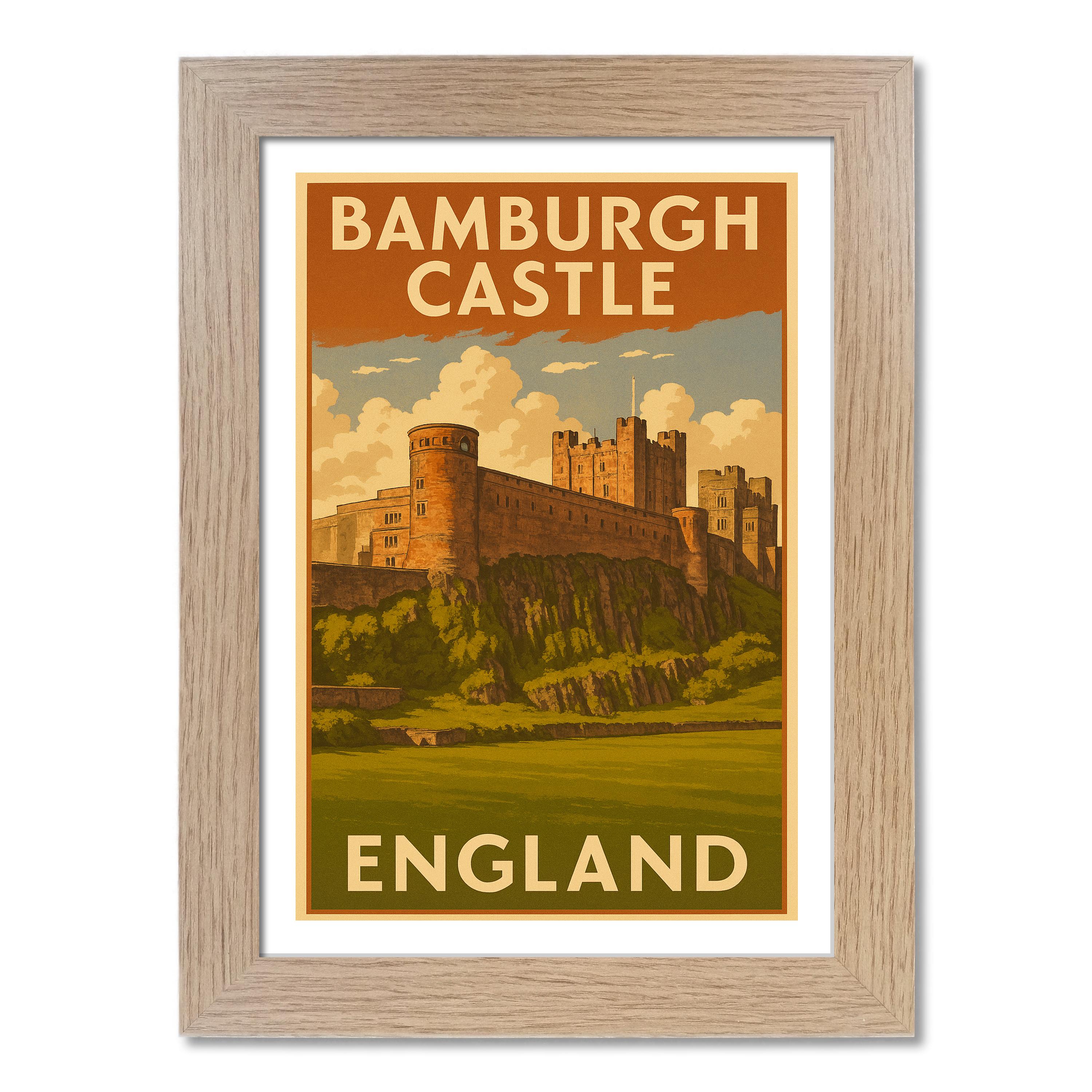 Bamburgh Castle, England Travel Poster. Wall Art Print - Picture 7 of 7