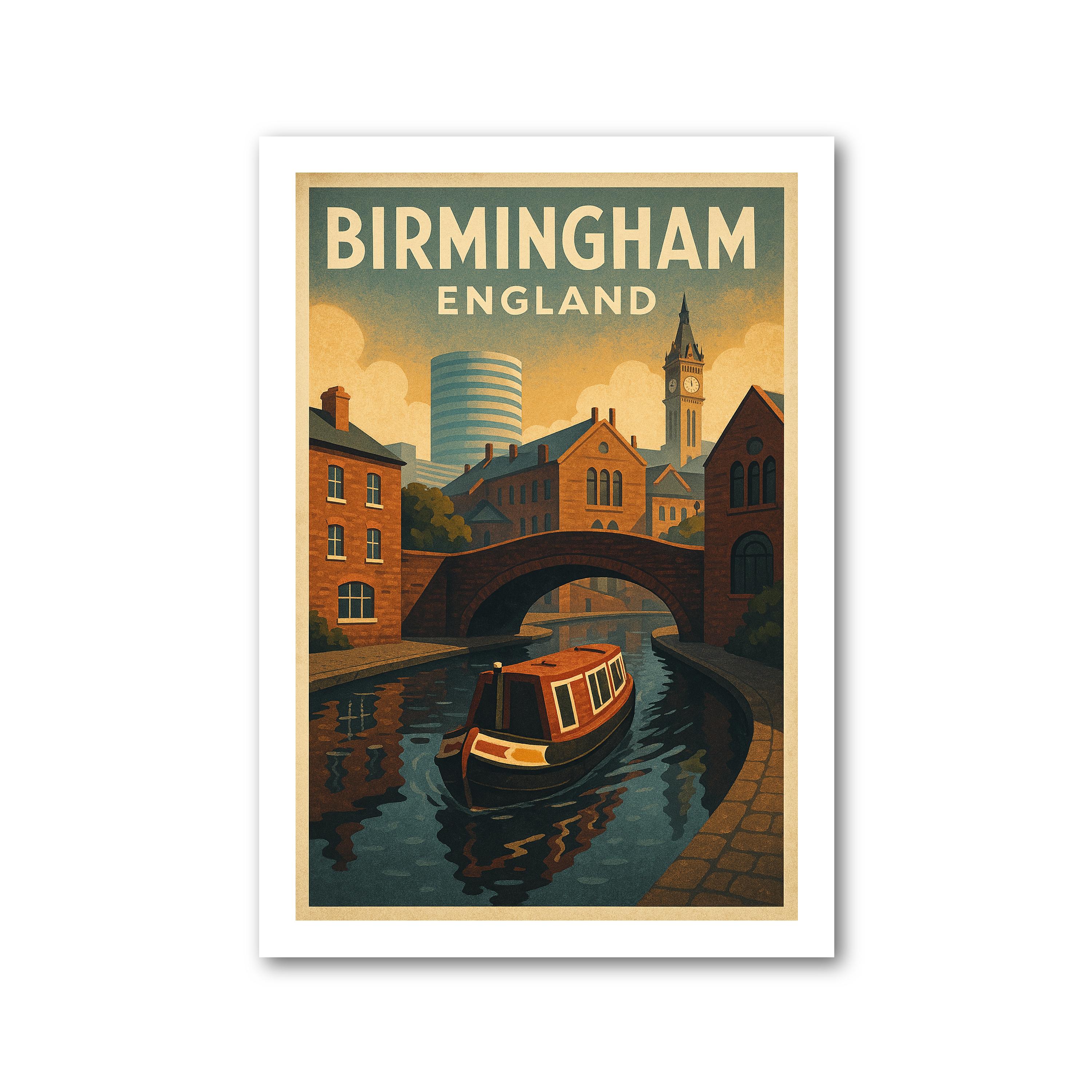 Póster de viaje de Birmingham, Inglaterra. Impresión de arte de pared - Imagen 2 de 7