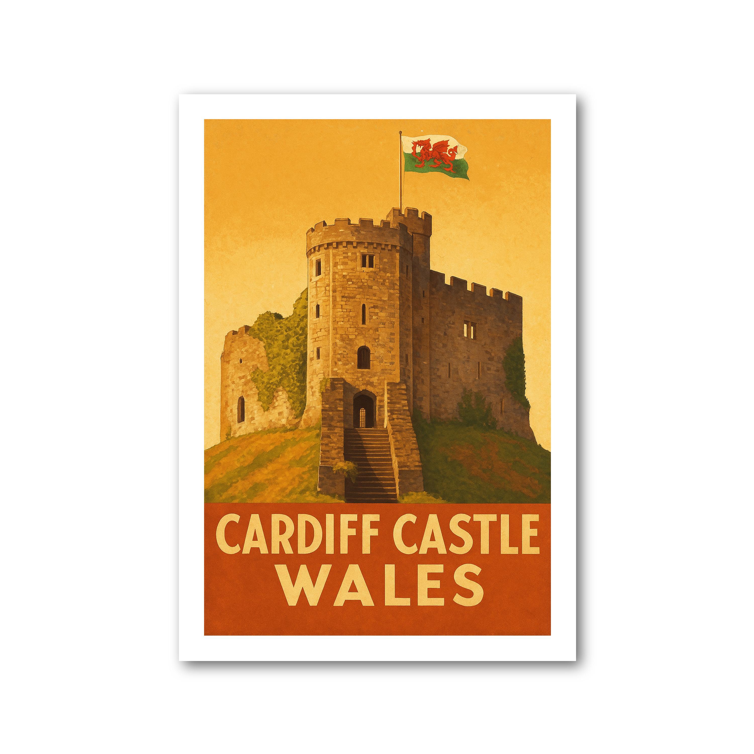 Póster de viaje del castillo de Cardiff - Imagen 2 de 7