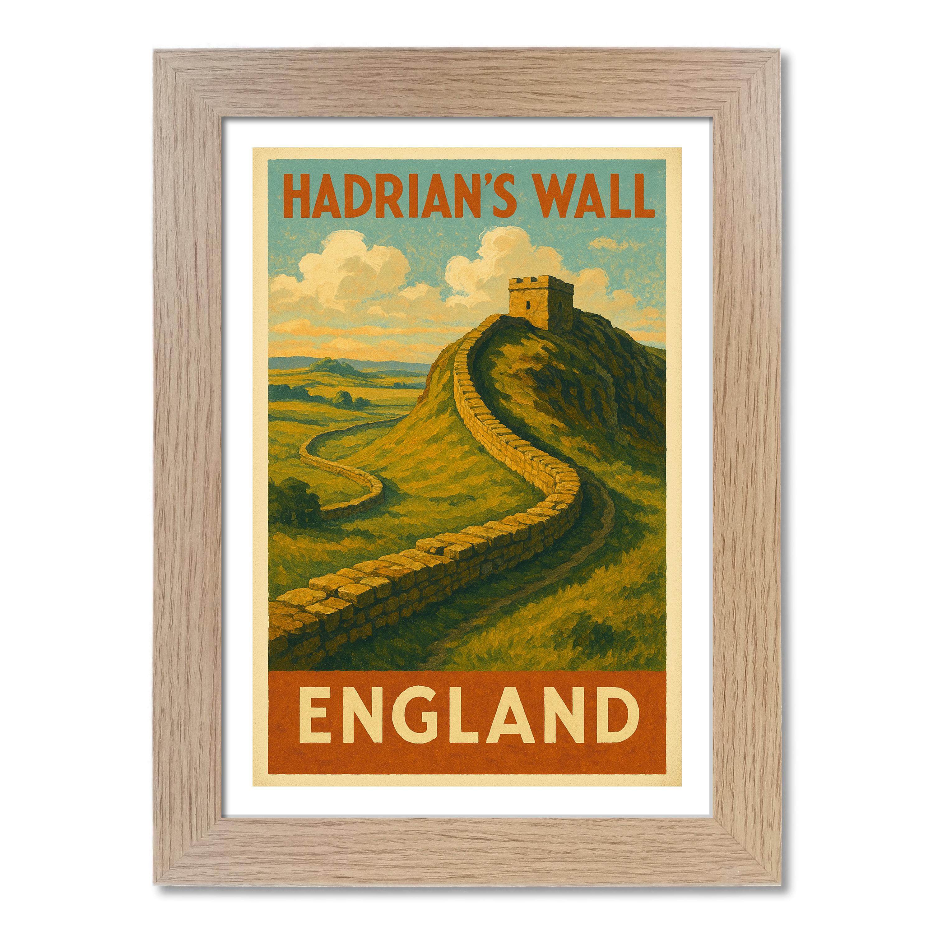 Póster de viaje de la pared de Adriano, Inglaterra. Impresión de arte de pared - Imagen 7 de 7