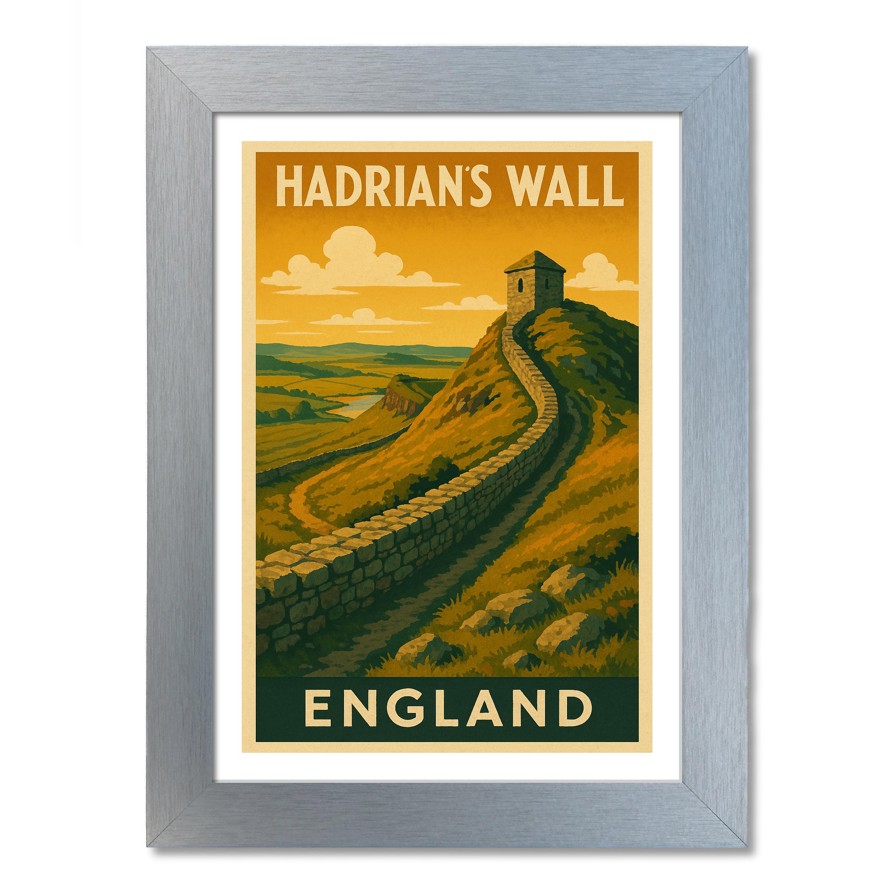 Póster de viaje de la pared de Adriano, Inglaterra. Impresión de arte de pared - Imagen 6 de 7