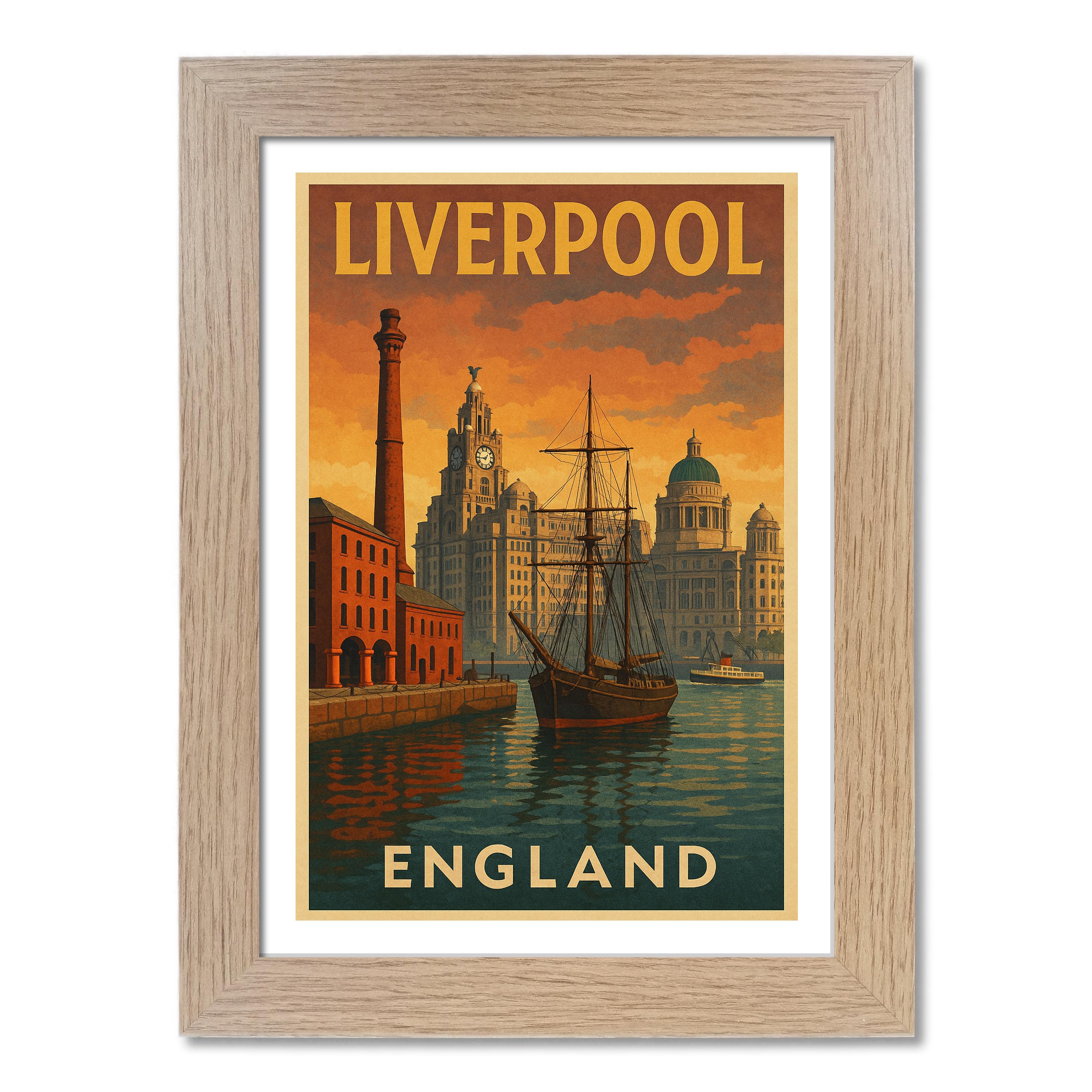 Póster de viaje de Liverpool, Inglaterra. Impresión de arte de pared - Imagen 7 de 7