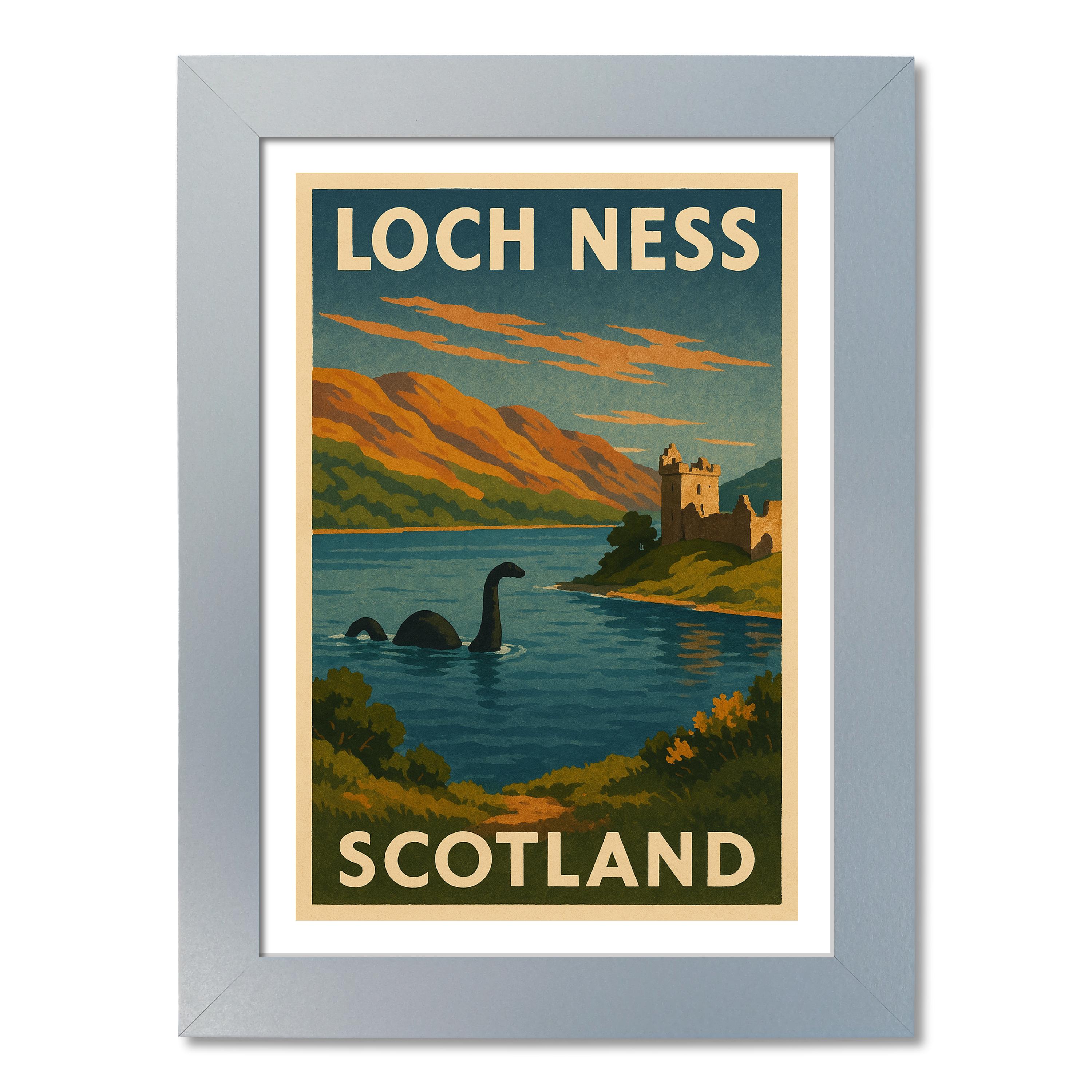 Póster de viaje del lago Ness, Escocia. Impresión de arte de pared - Imagen 5 de 7