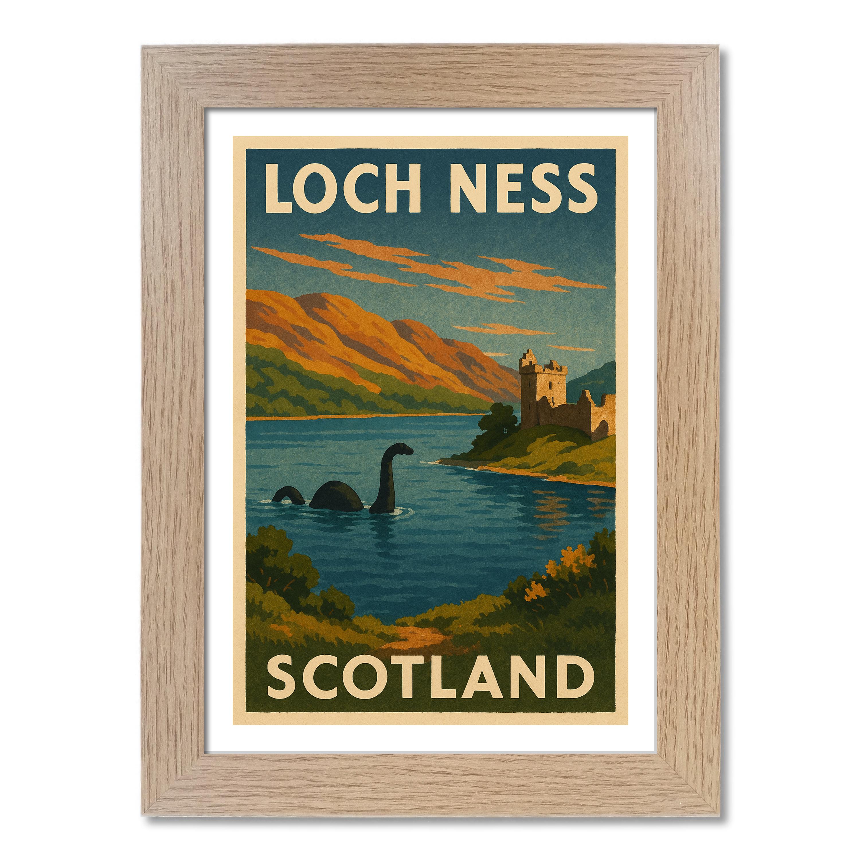 Póster de viaje del lago Ness, Escocia. Impresión de arte de pared - Imagen 7 de 7