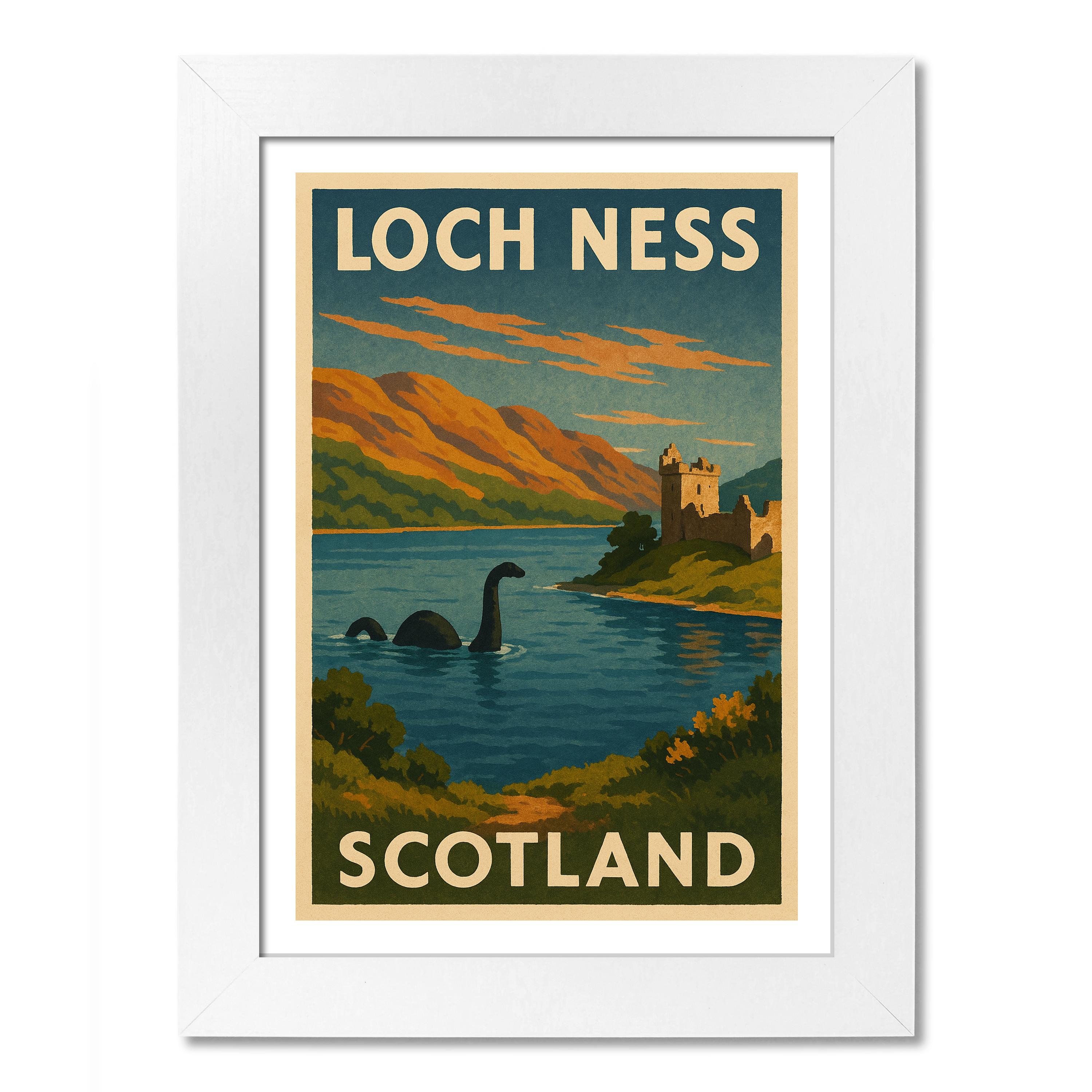 Póster de viaje del lago Ness, Escocia. Impresión de arte de pared - Imagen 4 de 7