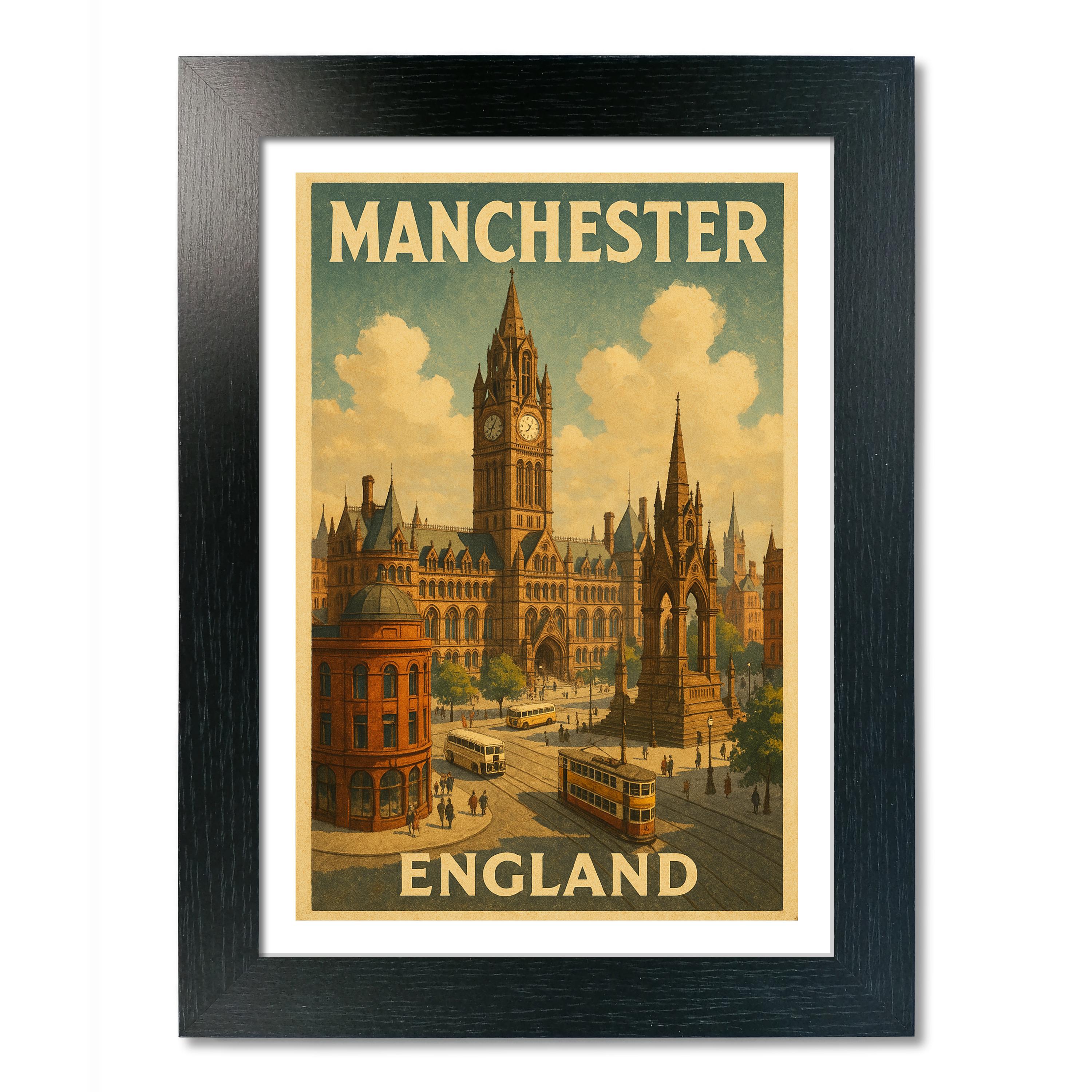 Póster de viaje de Manchester, Inglaterra. Impresión de arte de pared - Imagen 3 de 7