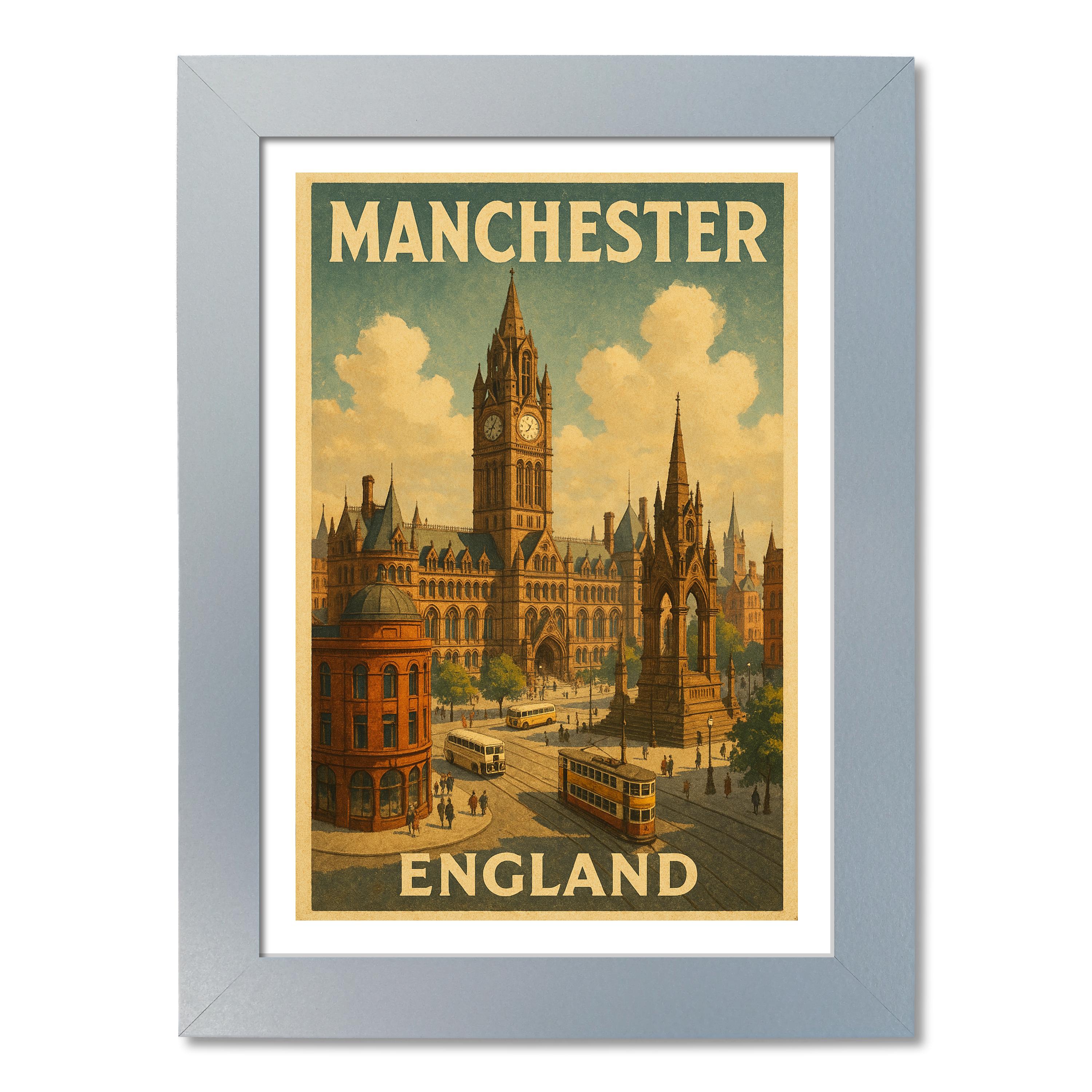 Póster de viaje de Manchester, Inglaterra. Impresión de arte de pared - Imagen 5 de 7