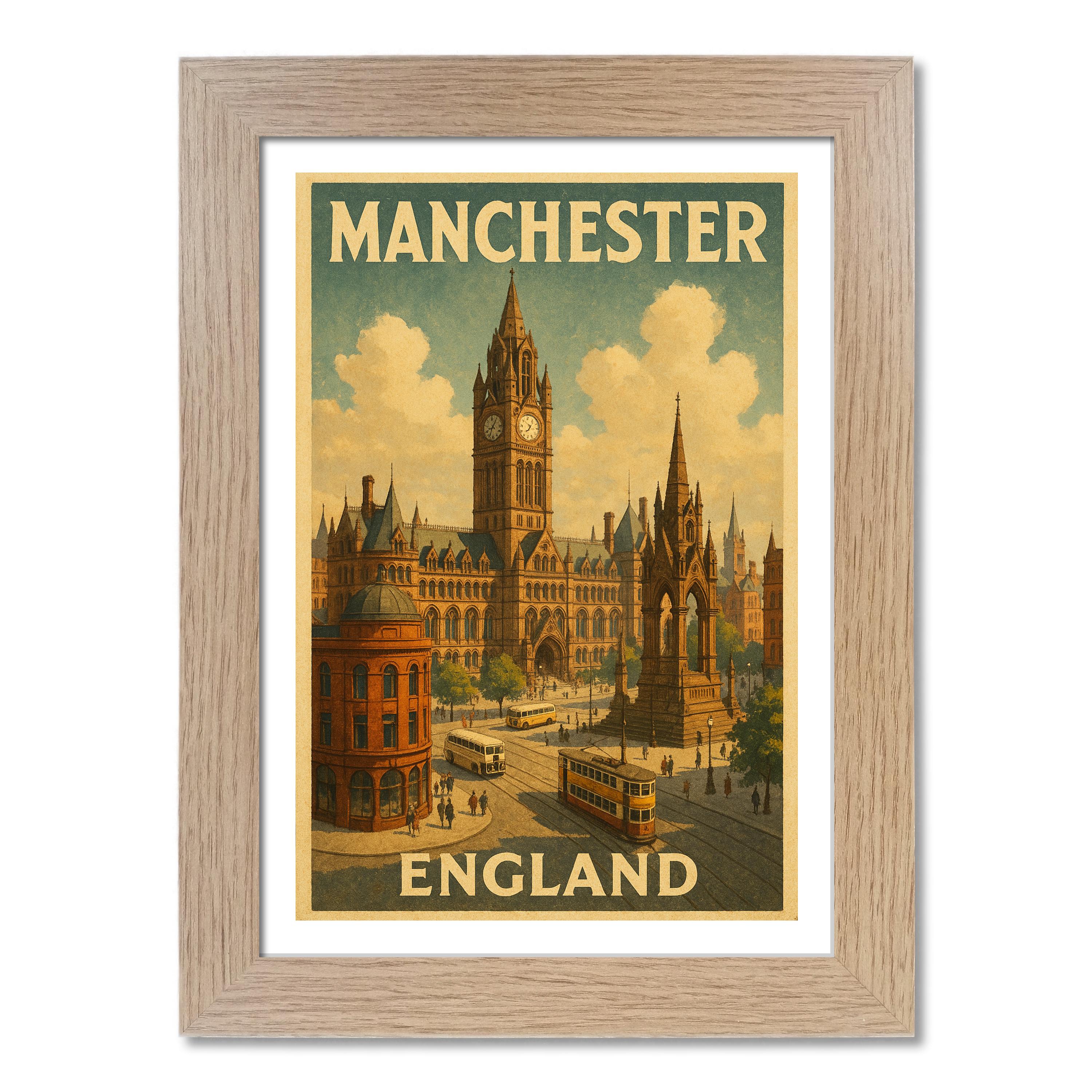 Póster de viaje de Manchester, Inglaterra. Impresión de arte de pared - Imagen 7 de 7