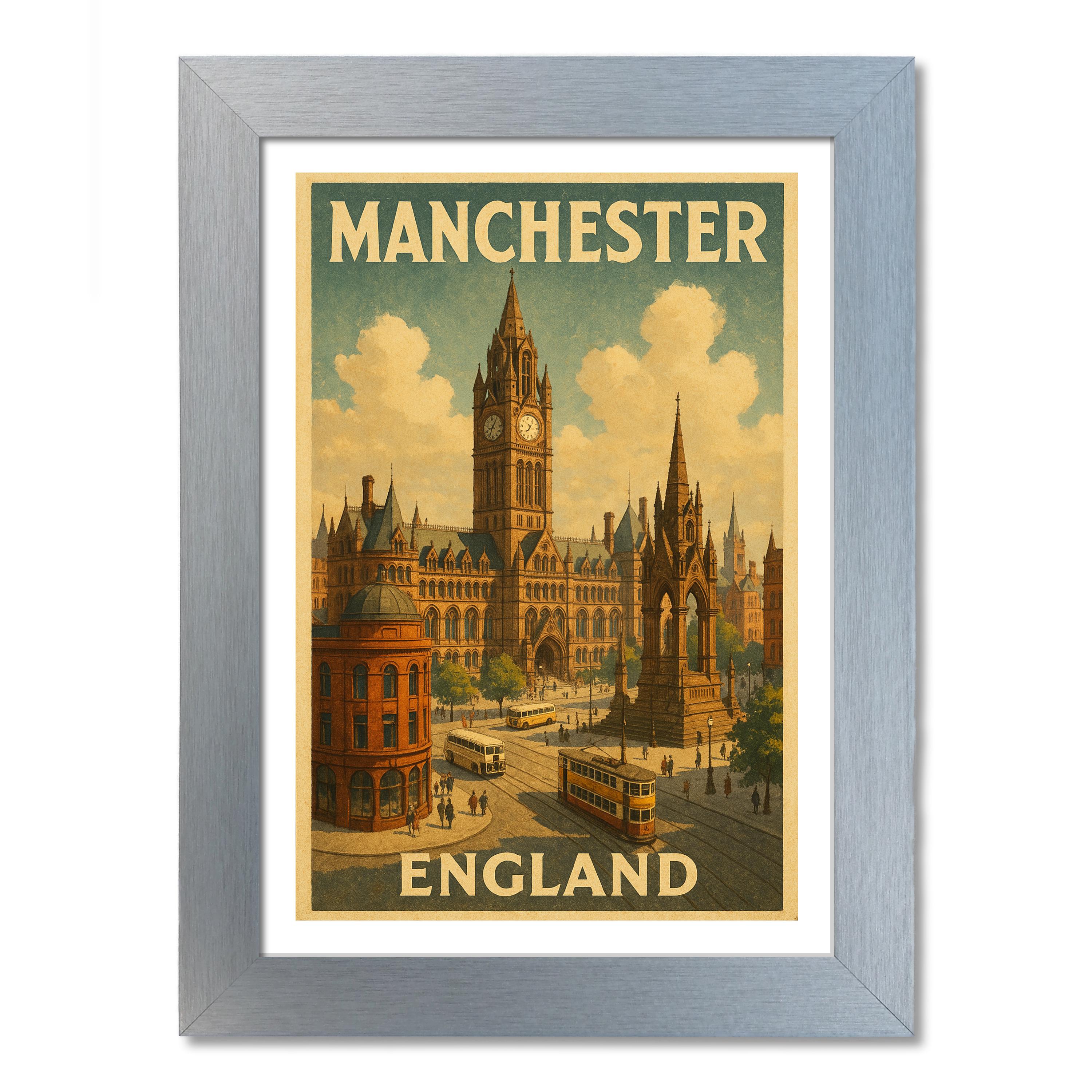 Póster de viaje de Manchester, Inglaterra. Impresión de arte de pared - Imagen 6 de 7