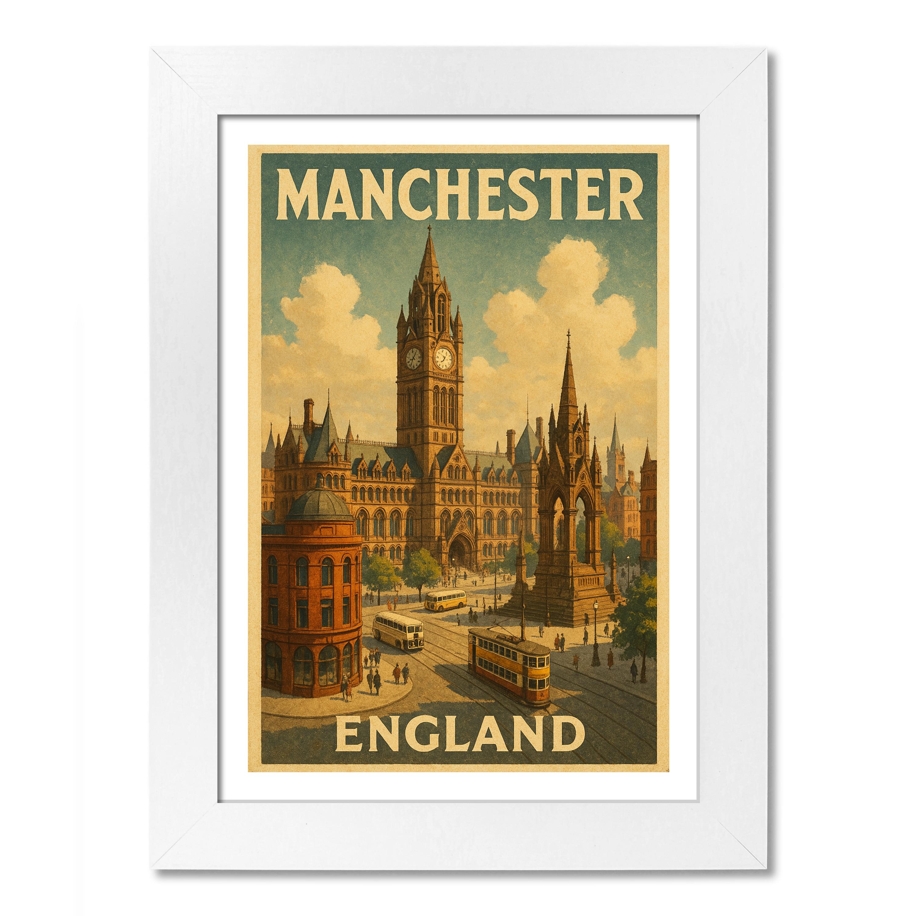 Póster de viaje de Manchester, Inglaterra. Impresión de arte de pared - Imagen 4 de 7