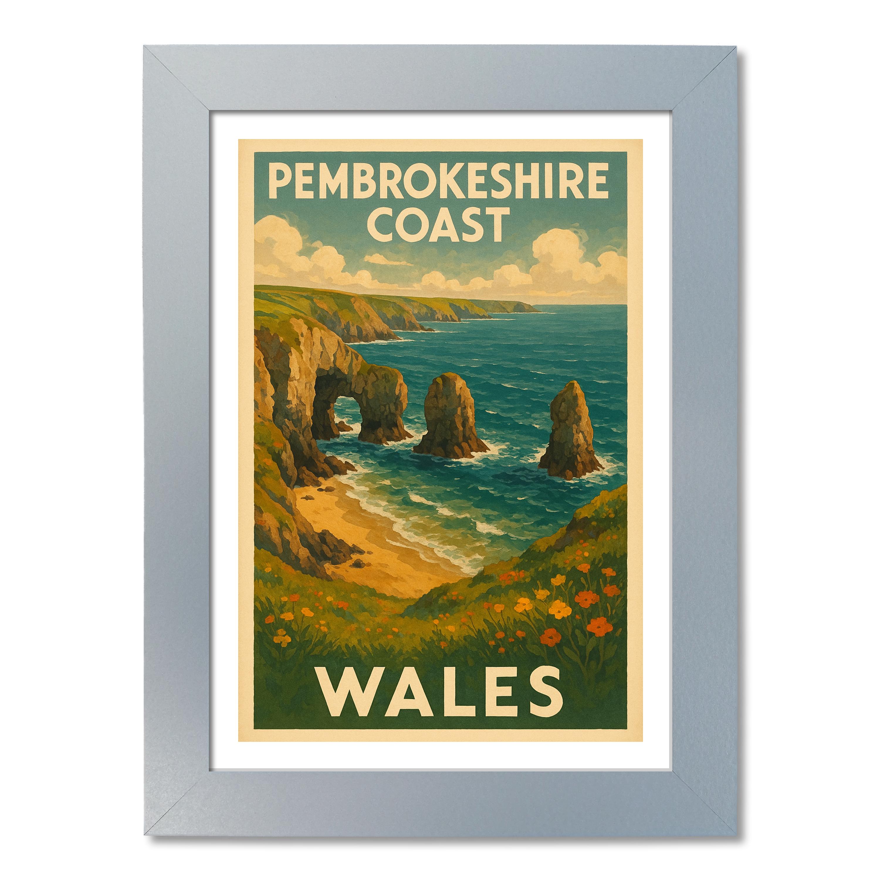 Póster de viaje de Pembrokeshire Coast, Gales. Impresión de arte de pared - Imagen 5 de 7