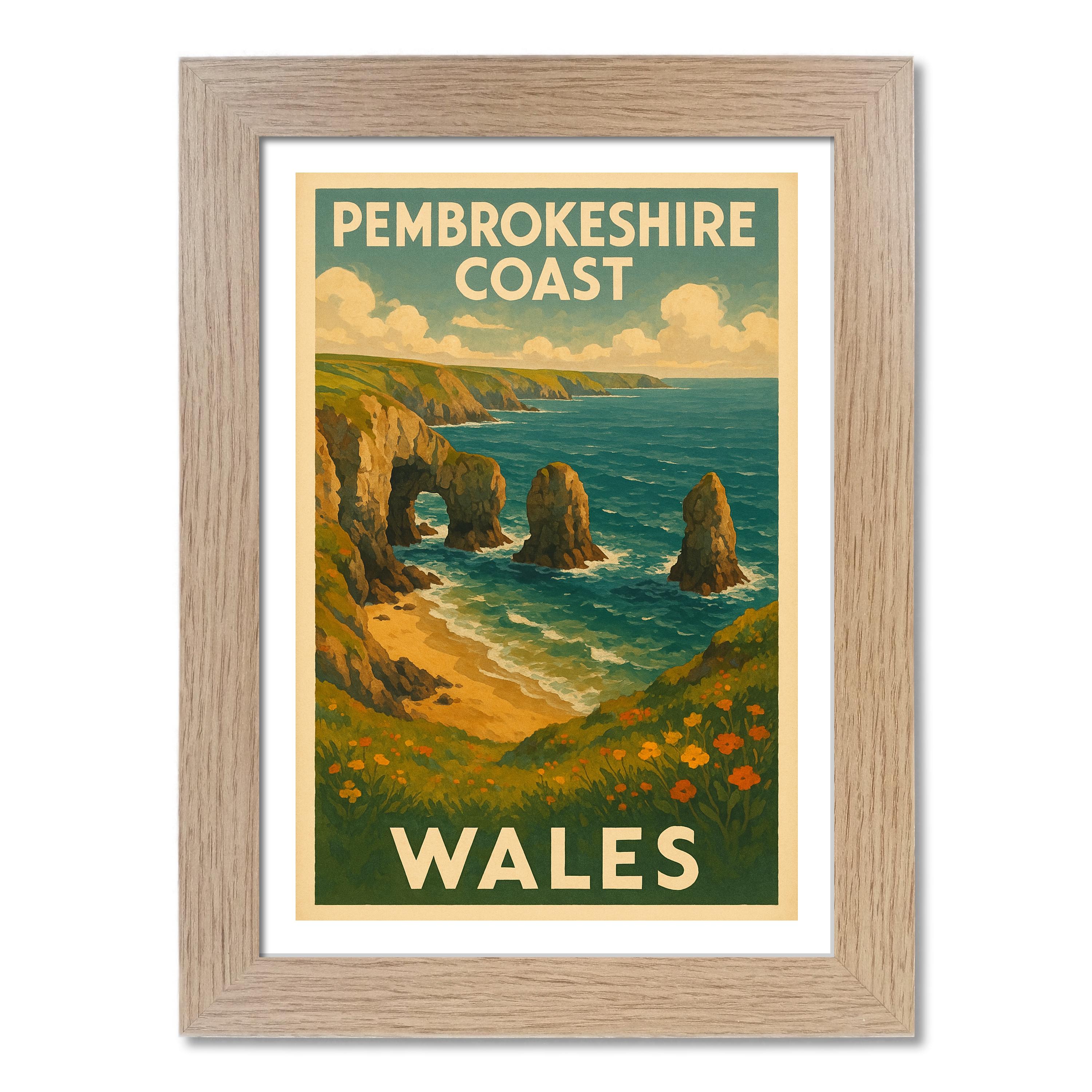 Póster de viaje de Pembrokeshire Coast, Gales. Impresión de arte de pared - Imagen 7 de 7