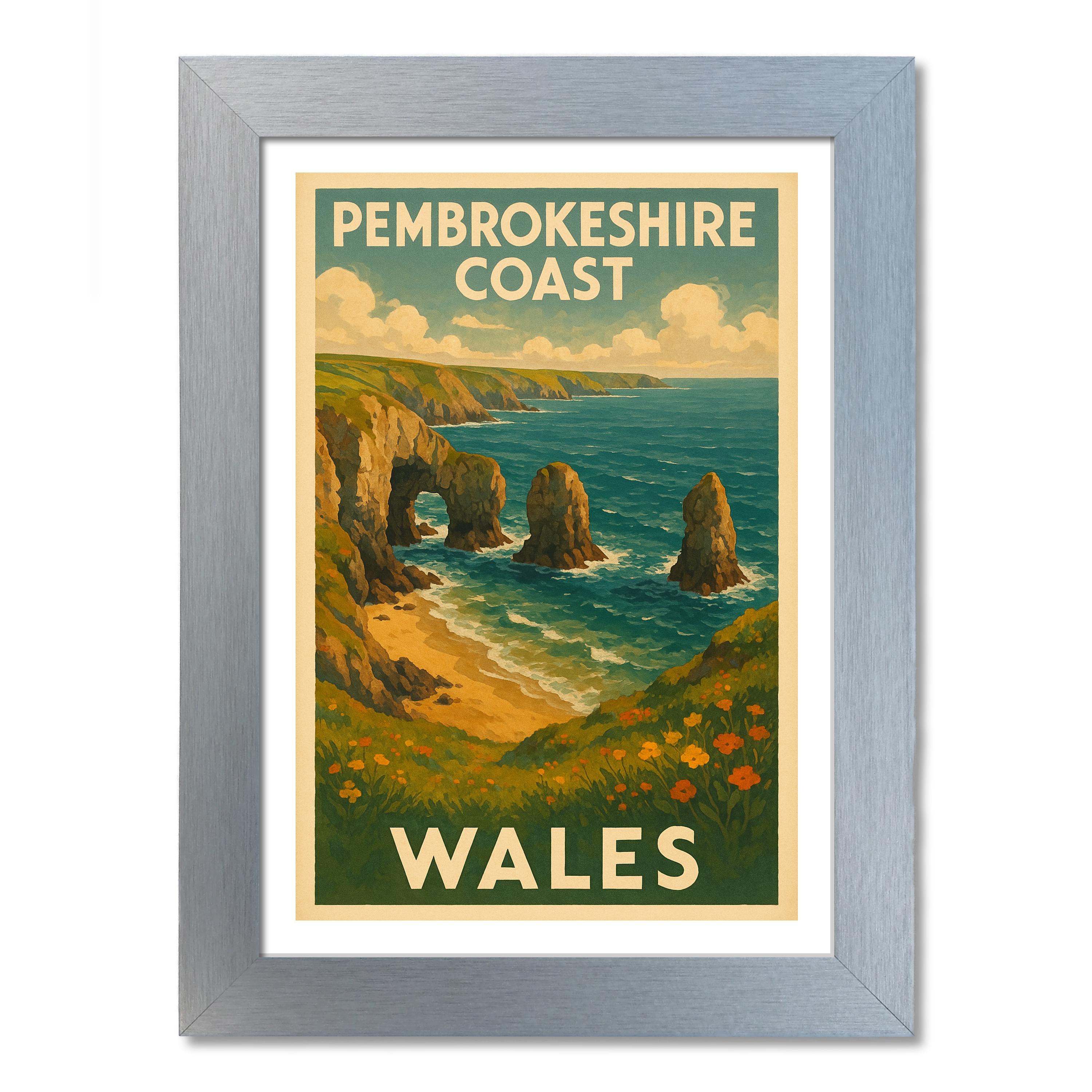 Póster de viaje de Pembrokeshire Coast, Gales. Impresión de arte de pared - Imagen 6 de 7