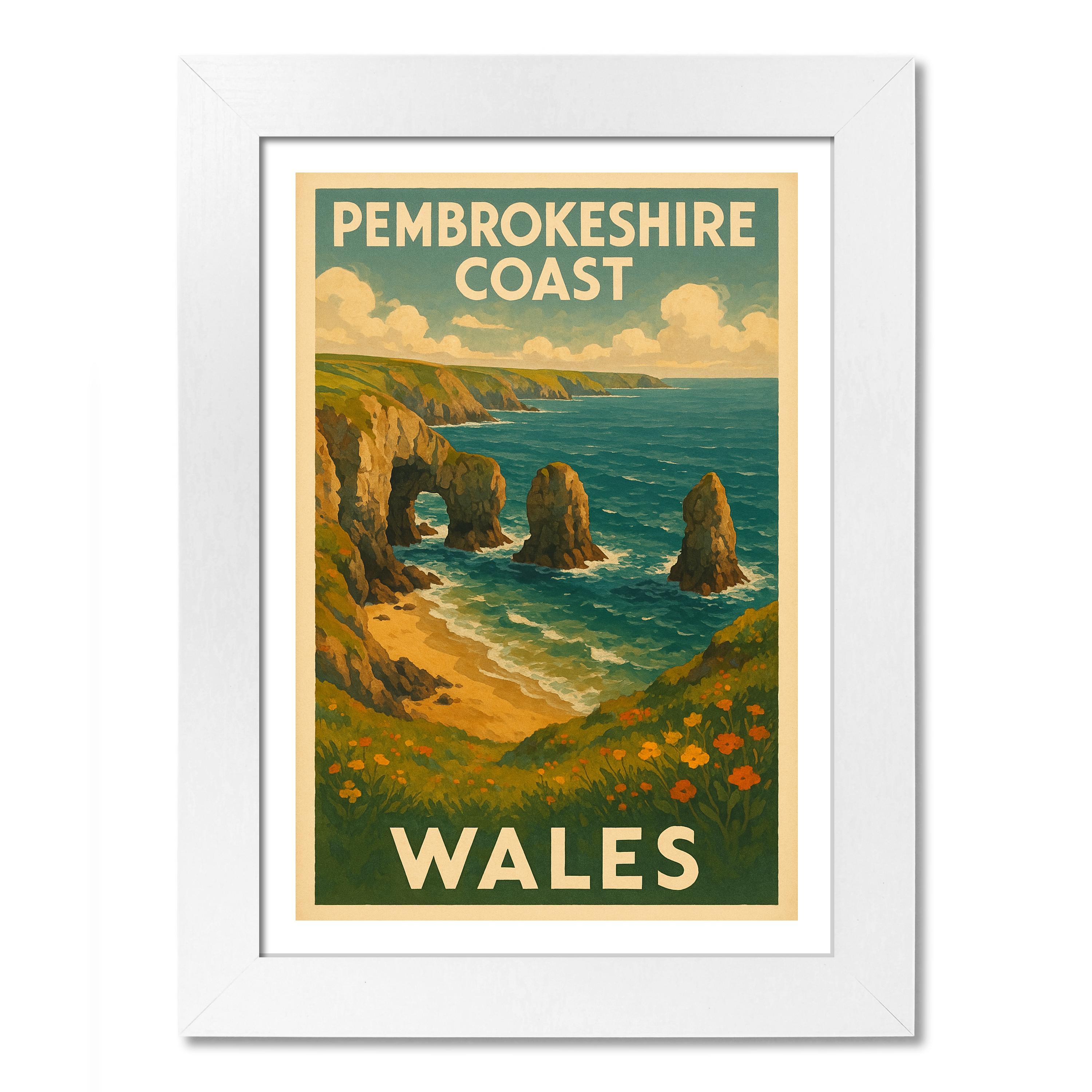 Póster de viaje de Pembrokeshire Coast, Gales. Impresión de arte de pared - Imagen 4 de 7