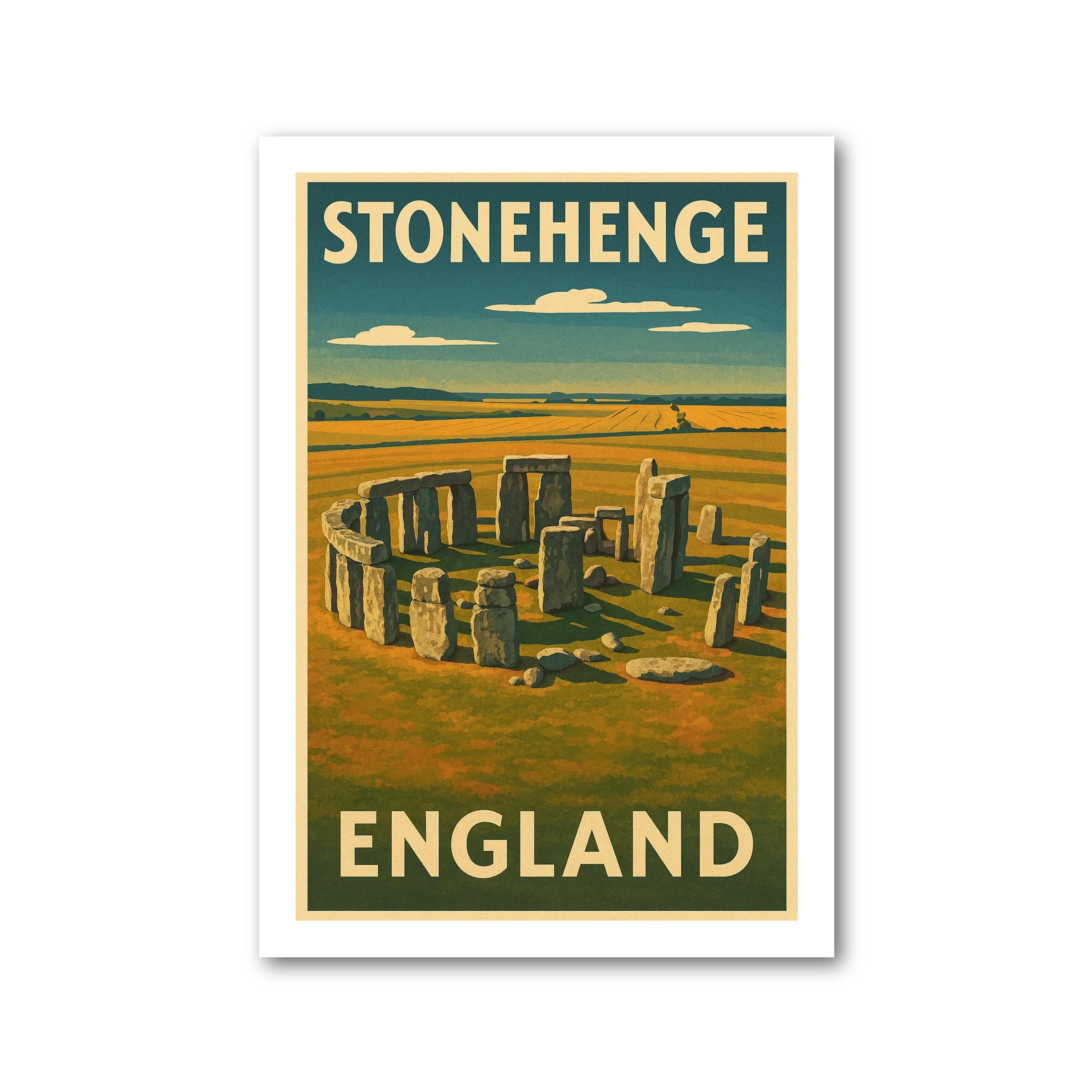 Póster de viaje de Stonehenge, Inglaterra. Impresión de arte de pared - Imagen 2 de 7